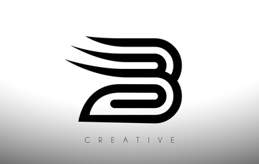 B Letter Logo with Swoosh Creative Lines and Monogram Look Vector