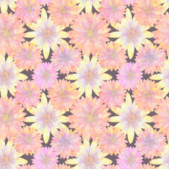 Seamless botanical pattern for design, fabric, wallpaper, print, textile. Watercolor floral ornament in digital processing. Delicate background of flowers.