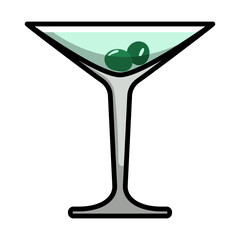 Icon Of Cocktail Glass With Olives