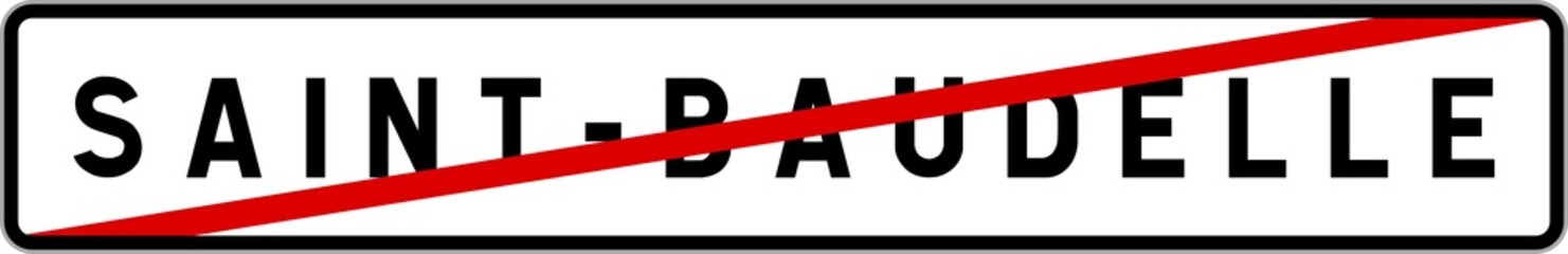 Fototapeta premium Panneau sortie ville agglomération Saint-Baudelle / Town exit sign Saint-Baudelle