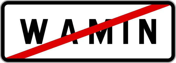 Obraz premium Panneau sortie ville agglomération Wamin / Town exit sign Wamin