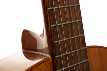 Classical guitar body on a pure white background
