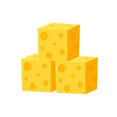 Cheese cartoon. Cube Cheese vector isolated on white background.