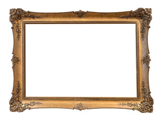 blank horizontal old baroque picture frame cutout
