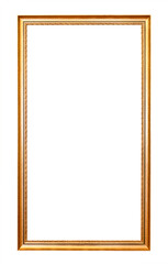 blank tall narrow old golden picture frame cutout