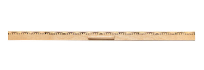 large metric wooden ruler cutout on white