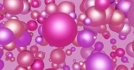 Abstract background purple bubbles flying in space 3d render