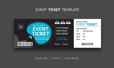 Fototapeta na wymiar Event Ticket Vector Template 72