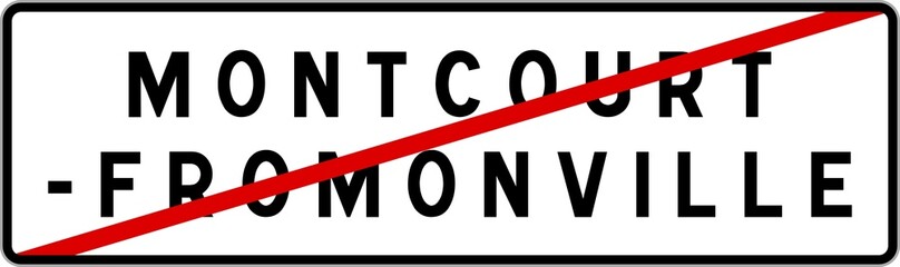 Panneau sortie ville agglomération Montcourt-Fromonville / Town exit sign Montcourt-Fromonville