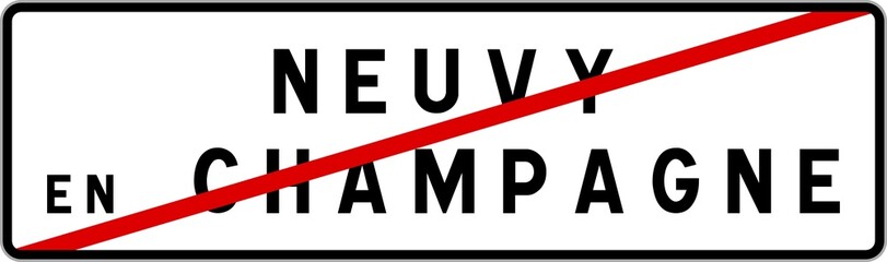 Panneau sortie ville agglomération Neuvy-en-Champagne / Town exit sign Neuvy-en-Champagne
