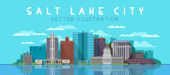 Salt Lake City skyline. Vector illustration.
