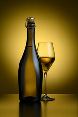 Bottle of Prosecco and glass