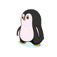 Cute little penguin looks straight ahead. Children's vector illustration, character