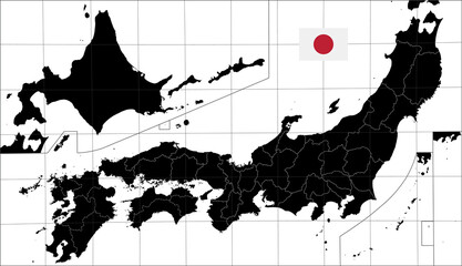 Map of Japan. Black color