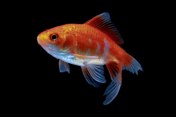 Comet Goldfish on aquarium with black background © Agus Gatam