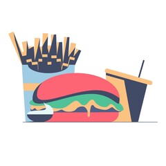 gambkrger along with french fries and juice-2