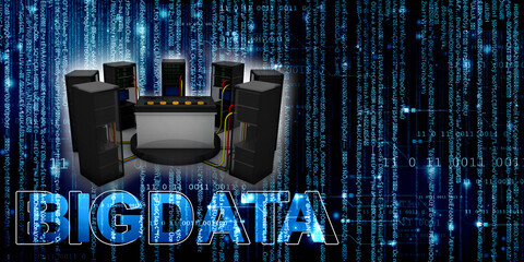 3d illustration Data center server with invertor battery
