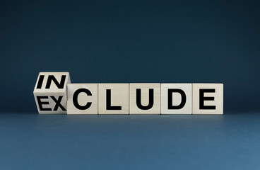Includes or Exclude. Cubes form words Include or Exclude.