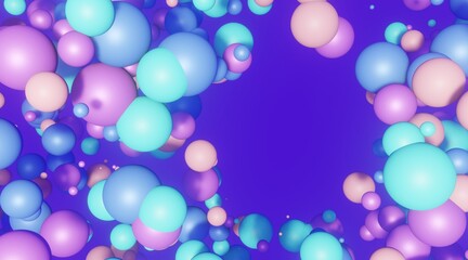 Abstract background multicolor bubbles flying in space 3d render