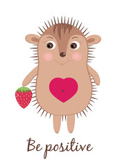 vector graphic illustration with small funny hedgehog