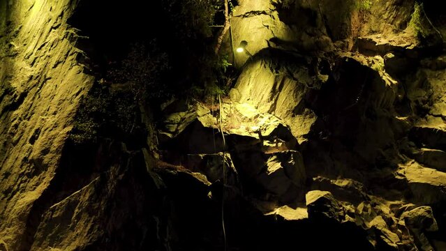 decorative lighting in the Ruskeala mountain park at night