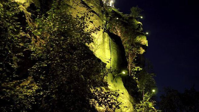 decorative lighting in the Ruskeala mountain park at night
