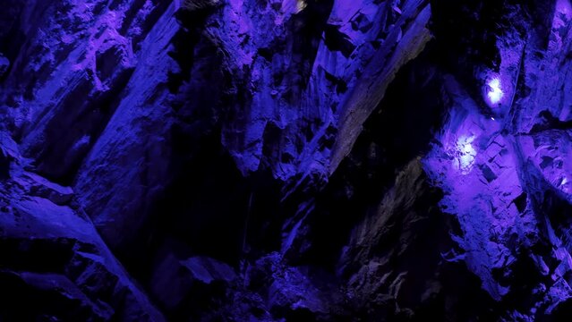 decorative lighting in the Ruskeala mountain park at night