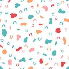 Vector seamless pattern with abstract doodles. Cute design for wrapping paper, textile, stationery, wallpaper.