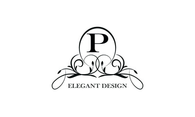 Stylish emblem for exquisite logos and monograms with the letter P in the center.