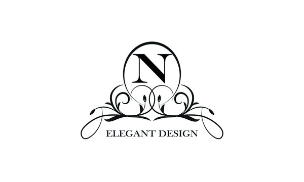 Stylish emblem for exquisite logos and monograms with the letter N in the center.