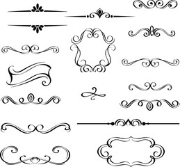 Vector vintage calligraphic design elements. Retro style dividers, underlines, strokes and borders.