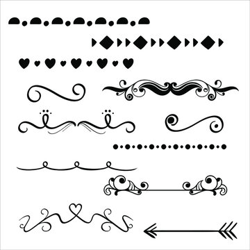 Vector vintage calligraphic design elements. Retro style dividers, underlines, strokes and borders.
