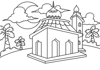mosque coloring page for kids