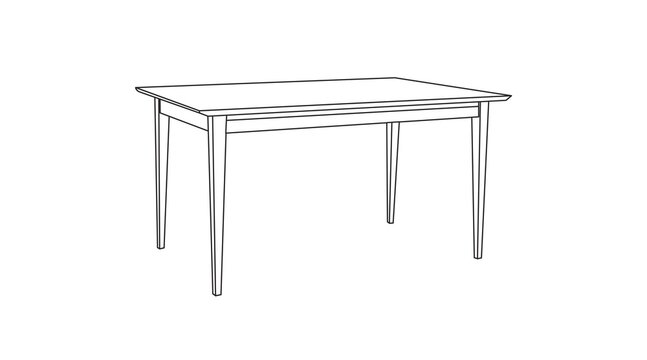 Vector Isolated Illustration of a Wooden Table. Black and white linear illustration