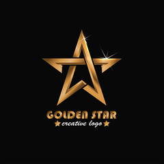 star logo, with letter a style, gold gradient color, elegant and modern