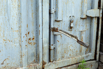 metal old rusty door cracked paint