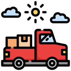 PICKUP TRUCK filled outline icon,linear,outline,graphic,illustration