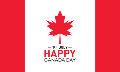 Fototapeta na wymiar Happy canada day. 1St of july canada day with red maple leaf. Vector typography for greeting card, poster,banner with background.
