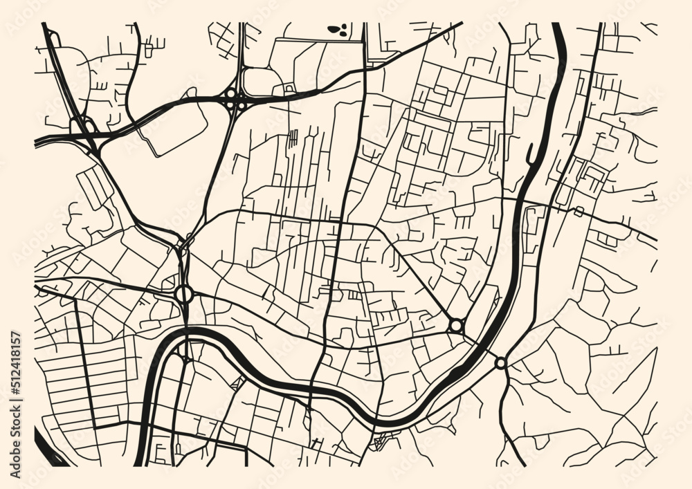 Wall mural Abstract city Vilnius navigation map with river and streets. Lithuanian map.