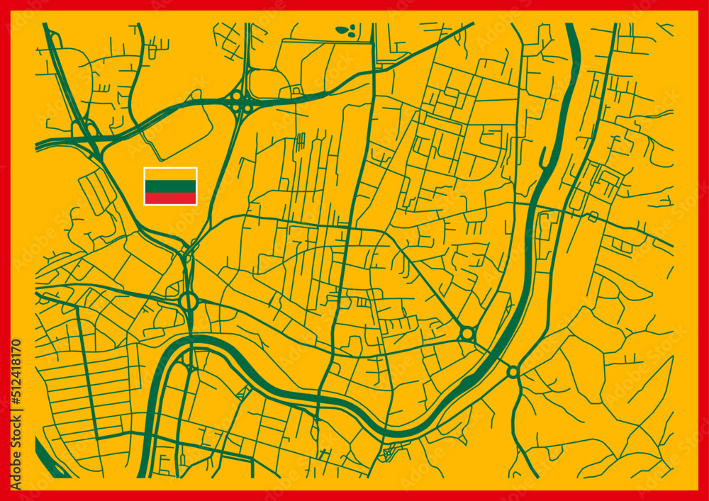 Wall mural vilnius city map poster. map of vilnius street map poster. vilnius map vector illustration. lithuani