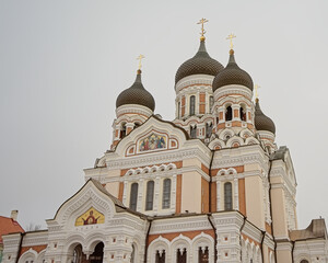 Alexander Nevsky Orthodox Cathedral in Russian revival style, designed by architect by Mikhail Preobrazhensky, Tallinn, Europe 