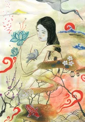 Poster watercolor painting. fantasy female portrait. illustration.  © Anna Ismagilova
