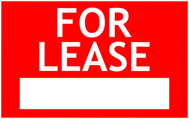 FOR LEASE red sign with white word and empty space for text, advertising template. Hire label.