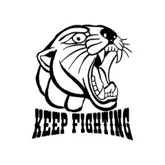 Keep fighting Black Panther doodle illustration for sticker tattoo poster tshirt design etc