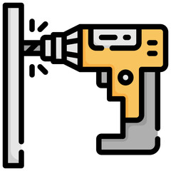 DRILLING MACHINE filled outline icon,linear,outline,graphic,illustration