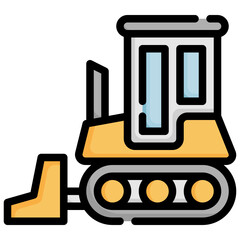 BULLDOZER filled outline icon,linear,outline,graphic,illustration