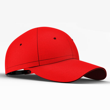 Promote your hat brand across with this Side View Sweet Baseball Cap Mockup In Fiery Red Color.