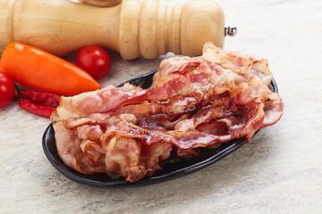 Fried bacon snack for breakfast