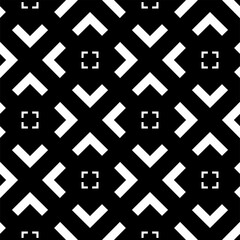 Vector. Black and white abstract ethnic seamless pattern. Background of angle brackets. Mosaic. Design of packaging paper, textile printing, web design, cover, advertising and typographic products.