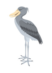 Shoebill stork or Balaeniceps rex isolated on a white background. Vector illustration in flat style